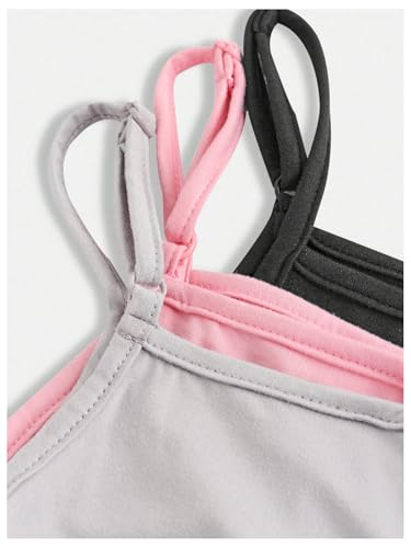 Image of SOLY HUX Girl's Tank Tops 3 Packs Cute Ruched Spaghetti Strap Camisole Slim Fit Undershirts