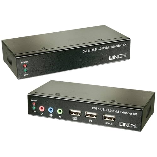 LINDY Kit Extender KVM Cat.6 Classic DVI USB Audio, 50m, Noir