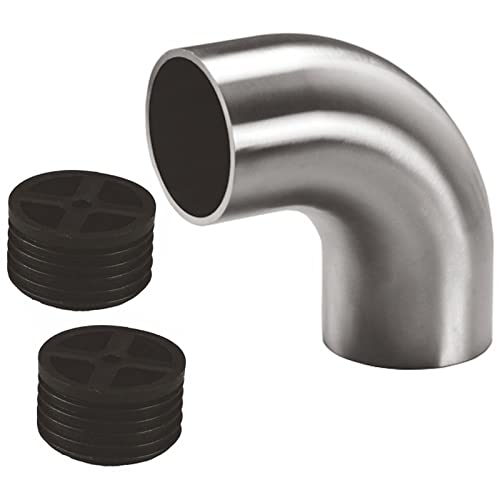 Edelstahl Rundbogen 90° Rohrbogen inkl. 2 Adapter für Holzhandlauf Ø 42 mm Cover