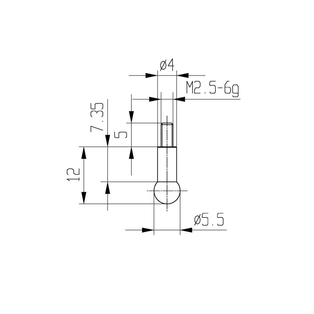 Measuring insert for dial gauge Ø 5.5 mm type: 108 stainless steel 573/18 5.5