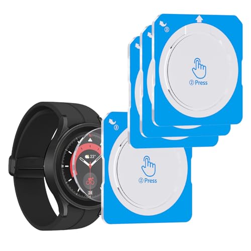 Heenjer 4-Pack for Samsung Galaxy Watch 5 Pro 45mm Screen Protector Tempered Glass with Auto Alignment Frame Full Coverage Bubble Free HD Clear Scratch Resistant 9H Hardness