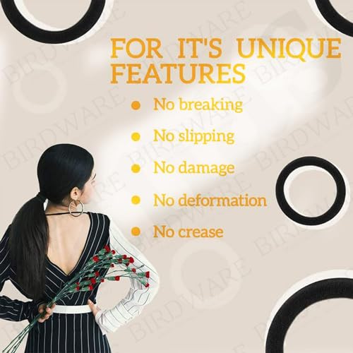 Image of BIRDWARE Black Hair Ties for Women Girls, Seamless Thick Black Hair Band, Multi color Elastic Hair Ties No Damage Ponytail Holder (30PC Black, Red, White)