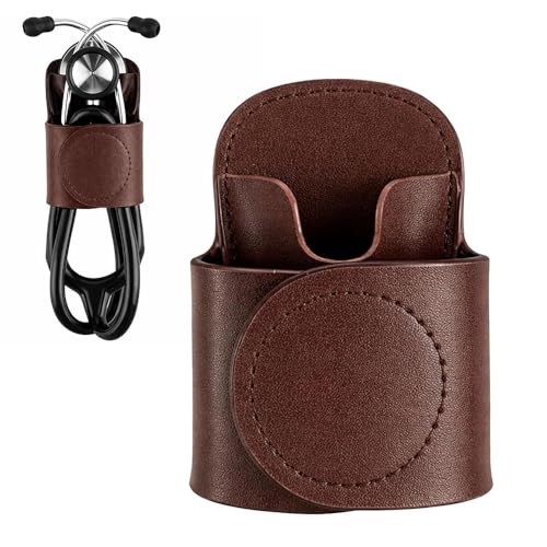 Lyhaogao PU Leather Stethoscope Holder Hip Clip,Lightweight Universal Clip on Holder for Doctors Nurses, Portable Equipment Holder for Physicians, Durable Leather Stethoscope Accessory ﻿