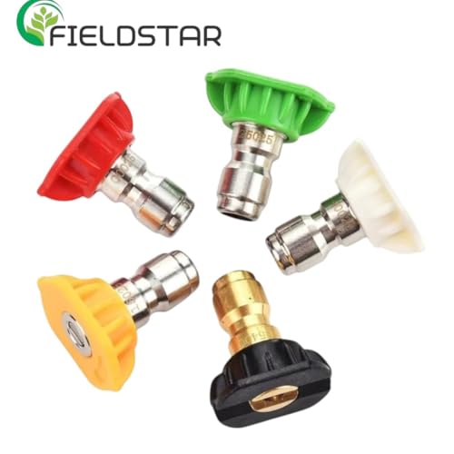 Image of Fieldstar Premium 5-Piece 1 /4-Inch Quick Connect Pressure Washer Nozzle Tips (0, 15, 25, 40, 65) - Universal for 4000 PSI, Suitable for All High Car Washers
