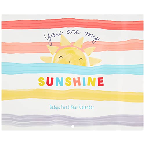 Image of C.R. Gibson BA3-24545 You are My Sunshine Gender Neutral Baby's First Year Keepsake Calendar, 11" W x 18" H Open, Multicolor