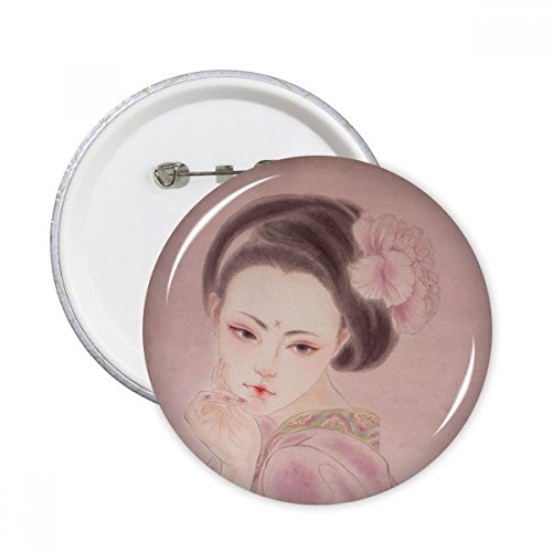 Badge Rose chinoise XXL lot de 5 broches rondes multicolores pour décoration de vêtements