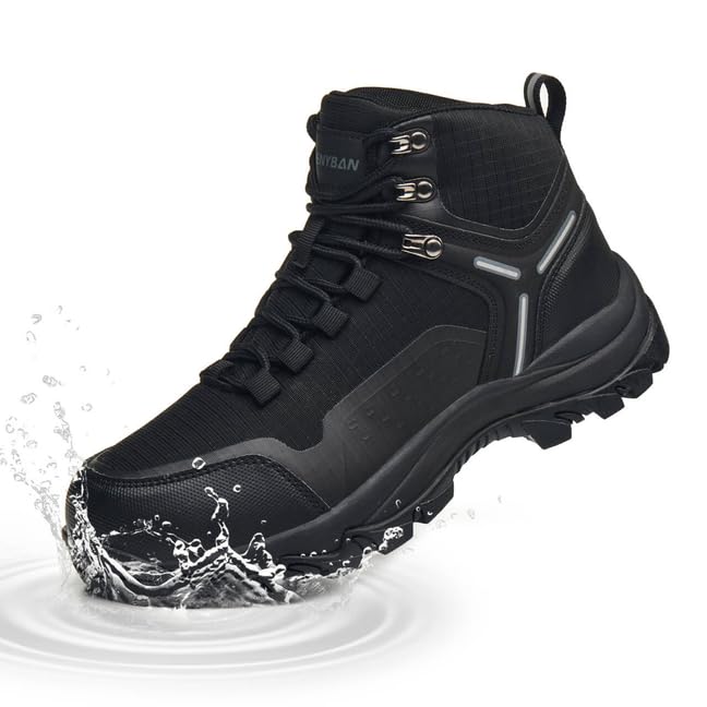 MENYBAN Waterproof Women's Hiking Boots with Wide Toe Box Lightweight Non-Slip Grip Ankle Support, Durable Comfort for Trekking, Trail Running, and Outdoor Adventures Black 39