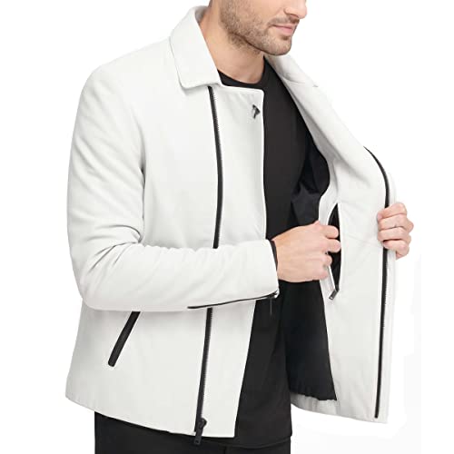 Image of DKNY Men's Genuine Leather Motorcycle Jacket