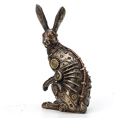 Estatua estilo steampunk conejo acabado bronce miniatura 2
