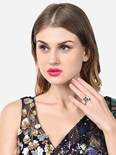 Kundan & Beaded Elasticated Fusion Adjustable Ring for Women, Unique Gift