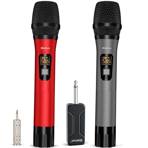 image for Bietrun Wireless Microphone, Professional UHF Metal Dual Handheld Cord