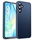 FLLAO Matt Handyhülle für Samsung Galaxy A16 5G Hülle und 2 Schutzfolie, mit Kameraschutz [Militärnorm Schutz] urchscheinende PC Rückseite TPU Bumper Hülle für Samsung A16 - Dunkelblau