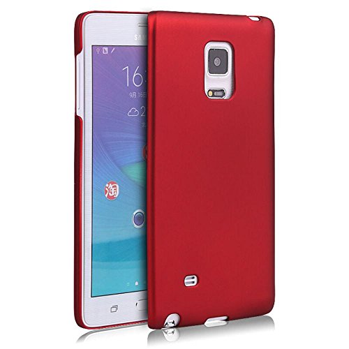 Eazewell Ultra-thin [Tactile Skin] Hard Plastic Back Cover Plain Shield Protective Bumper Case with 1 Full Coverage Curved Tempered Glass Film Protector for Samsung Galaxy Note Edge N915 (Red)