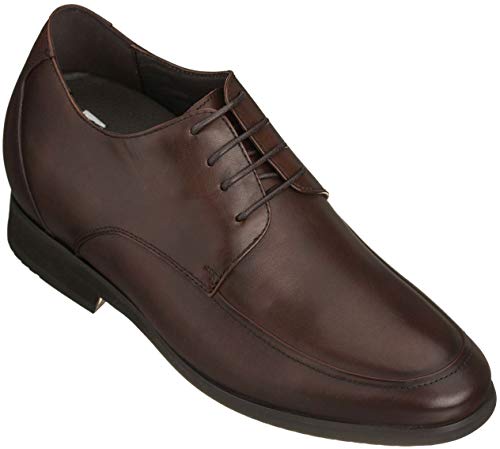 TOTO Men's Invisible Height Increasing Elevator Shoes - Cordovan Dark Brown Premium Leather Lace-up Formal Oxfords - 3.3 Inches Taller - X7101 - Size 12 D(M) US - Main Image
