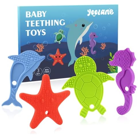 Yoolane Mordedor Bebe, 4pcs Juguetes Bebes 0-3 Meses 3-6 Meses, Mordedores Bebes 6-12 Meses Cover