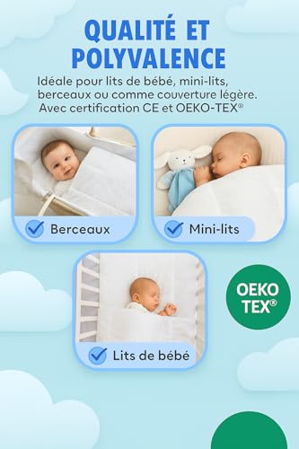 Couette pour bébé 100 % microfibre douce hypoallergénique et respirante