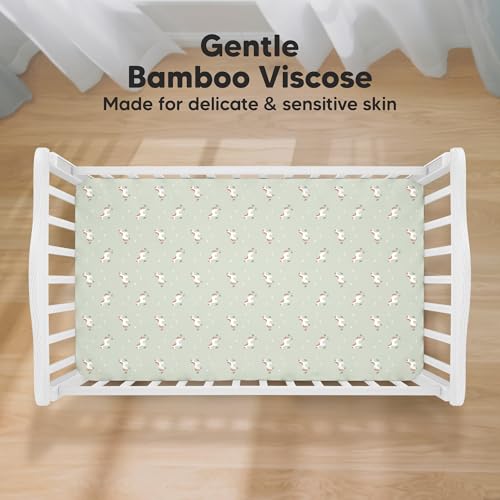 Image of KeaBabies 2pk Baby Crib Sheets for Boys Girls, 52x28 Fitted (Lune Mystic) | Viscose Derived from Bamboo, Toddler Bed Sheets Neutral, Fitted Crib Mattress Sheet for Standard Baby Bedding, Soft, Cozy