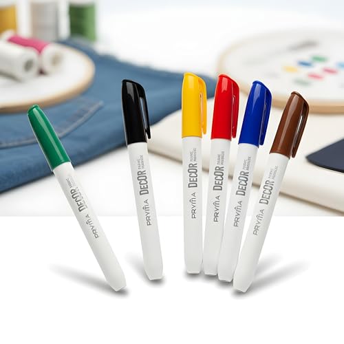 Leddy Living Juego de 6 rotuladores tejidos punta 2-3 mm colores permanentes lavables a 30 °C no tóxicos para camisetas, bolsos y zapatos, algodón y papel lienzo