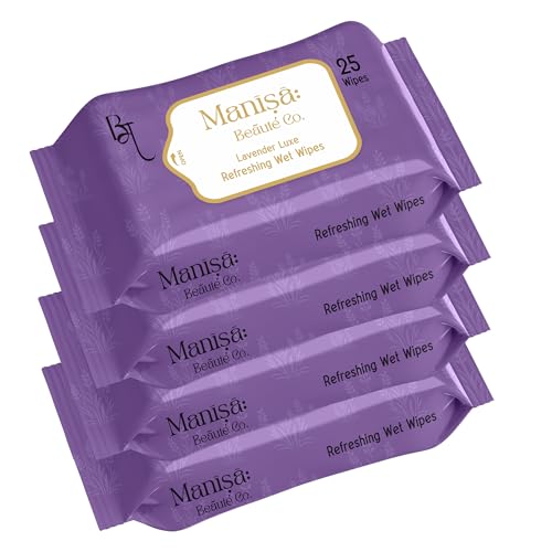 Image of Co. Lavender Luxe Refreshing Wet Wipes | Alcohol-Free, Paraben-Free, Vegan & Cruelty-Free | Soothing & Hydrating Facial Wipes | 100 Wipes (Pack of 4)