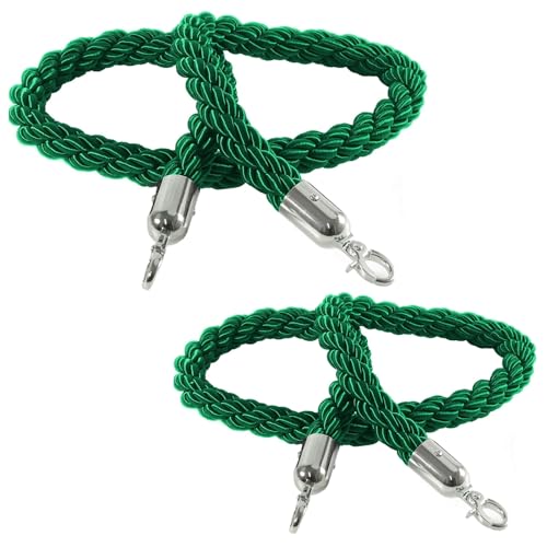CAIFEXUE Queue Barrier Ropes for Crowd Control,Stanchion Hemp Rope Barriers Queue Line Rope for Stanchion Posts Queue Pole,Rope Safety Barrier 1/1.5/2/2.5/3.0M/Green/1M