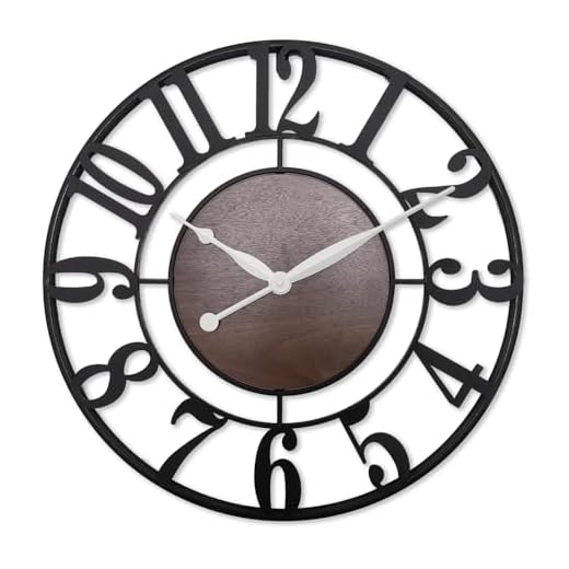 Large Wall Clock for Living Room Decor - 24 Inch Metal Big Wall Clocks Rustic Decorative for Kitchen,Fireplace,Farmhouse (Black)