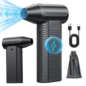 Fourq Electric Air Duster – 130000RPM Compressed Air Duster,4 Gear Adjustable Jet Dry Blower can Reusable Can for Computer Keyboard,Outdoors,Car,Home(Black