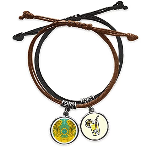 Bracelet Kazakhstan en cuir et corde le cadeau ideal avec boite