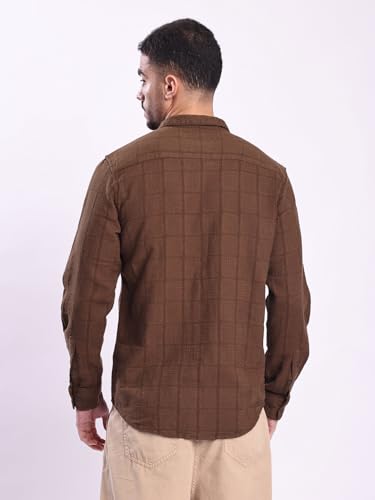 Image of BENE KLEED Men's Textured Cotton Shirt | Point Collar | Full Sleeves | Regular Fit
