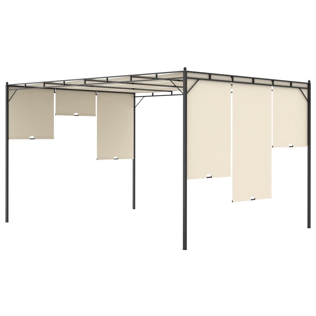 Pawilon ogrodowy z kurtyną boczną, 4 x 3 x 2,25 m, kremowy