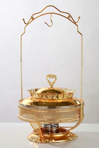 Juego De Calentador De Buffet Chafing Dish, Calentador De Buffet Redondo De Lujo con Tapa Y Gancho para Tapa para Fiestas, Bodas Y Eventos.
