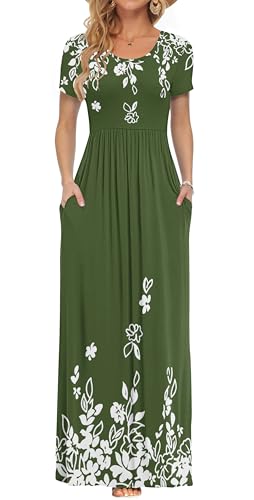 Image of AUSELILY Women's Classic Short Sleeve Loose Plain Casual Long Maxi Dresses for Women 2026