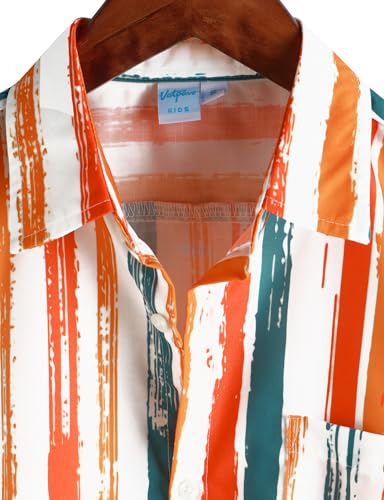 VATPAVE Boys Striped Button Down Shirt Short Sleeve Hawaiian Shirt Casual Summer Beach Shirts with Pocket3