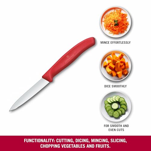 Image of Victorinox Swiss Made Stainless Steel Swiss Classic Paring Knife, Straight Edge, Kitchen Tool, Kitchen Item, 8 cm, Red, 6.7601.C1