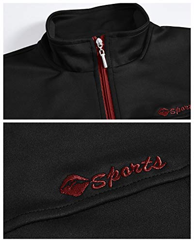 Rdruko Men's Tracksuit Athletic Full Zip Casual Sports Outfit Jogging Gym Sweatsuit(Black+Red,Us L) #TOP2