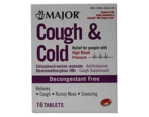 MAJOR Cough & Cold - Relief for People with High Blood Pressure - 16 Tablets (Coricidin HBP Cough & Cold)