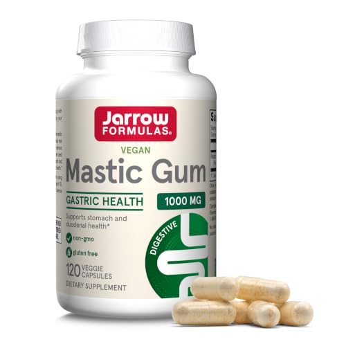 Jarrow Formulas Mastic Gum 1000 mg - 120 Veggie Caps - Mastic Gum Capsules Supporting Stomach and Duodenal Health - 60 Servings
