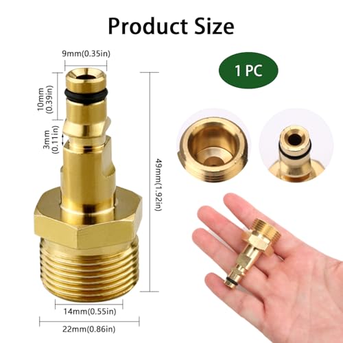High Pressure Washer Hose Adapter Brass M22 High Pressure Pipe Quick Connector Converter Fitting for K-Series Pressure Washer Pressure Washer Parts(Gold) - Image 2