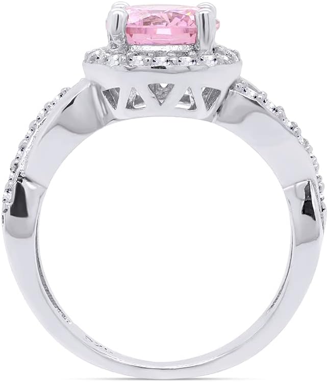 7MM Center Simulated Tourmaline And White Cubic Zirconia Infinity Design Halo Engagement Ring In 14k Gold Over Sterling Silver Jewelry For Women