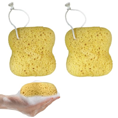 FENQURO Paquete de 3, esponja baño, esponja, esponja ducha, Esponja de Baño Premium, Esponja Esponjosa, Esponja Corporal para la Ducha - Tamaño Grande, Mucha Espuma, Curvy