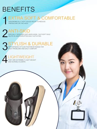 Image of HEALTH FIT Extra Soft Premium Classic Cushion Sliders /with Adjustable Buckle Strap & Light Weight Anti-SkidWaterproof Luxurious Slippers for Men's HF121