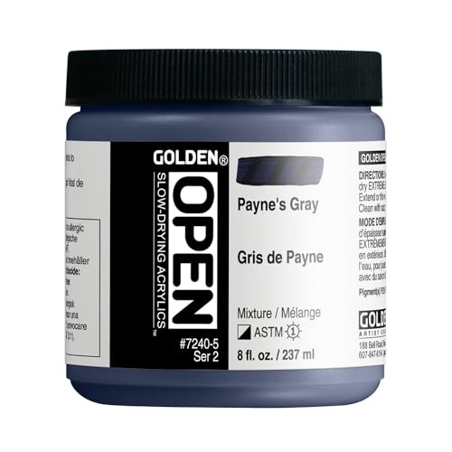 GOLDEN OPEN Slow-Drying Acrylics, Payne's Gray, 8 fl oz. Jar,