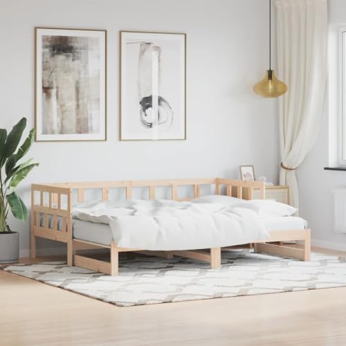 Vetnasa Sofá Cama Nido sin colchón Madera Maciza 90x190 cm Mobiliario, Camas y Accesorios, Camas y somieres Marrón 31,5 KG