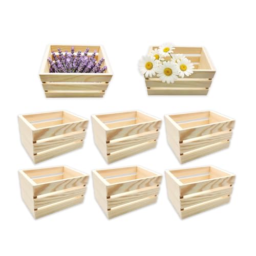 Nudaoz 6-Pack 5 Inch Natural Pine Wooden Crates Unfinished Rustic Nesting Wood Boxes Farmhouse Wooden Storage Crate for DIY Crafts Home Closet Organizer Office & Bathroom Vanity Display