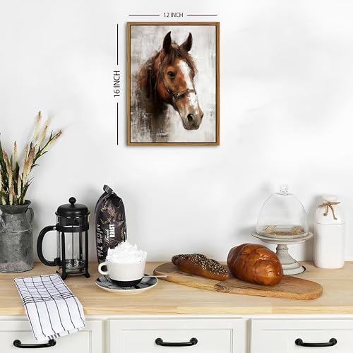 Image of Horse Wall Art Horse Pictures Wall Decor Vintage Horses Portrait Canvas Prints Farmhouse Animal Painting Rustic Neutral Country Framed Artwork for Living Room Bedroom Office Home Decorations 12x16