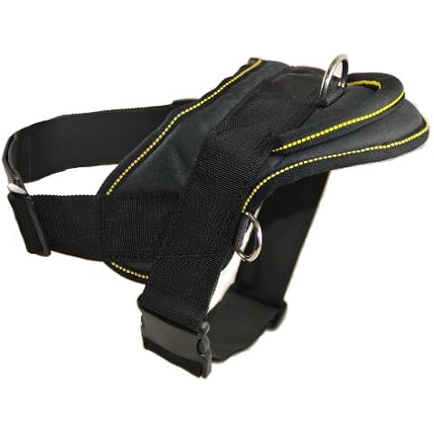 Dean and Tyler DT Dog Harness, Black With Yellow Trim, Large - Fits Girth Size: 32-Inch to 42-Inch Cover