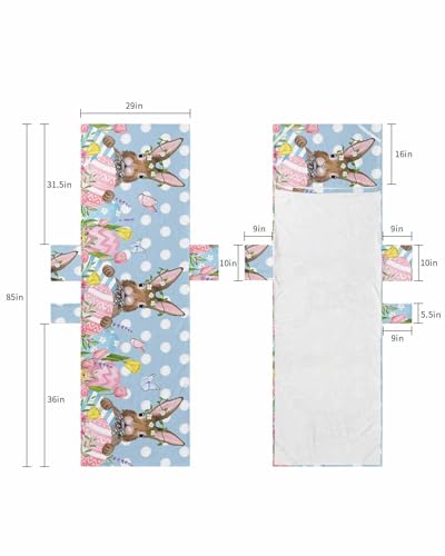 Blue Polka Dots Easter Bunny Beach Lounge Chair Towel Cover, Soft Chaise Lounge Towel with Side Pockets Patio Pool Chairs Cover for Beach/Pool Sunbathing 29x85 Spring Floral Tulip Colorful Eggs