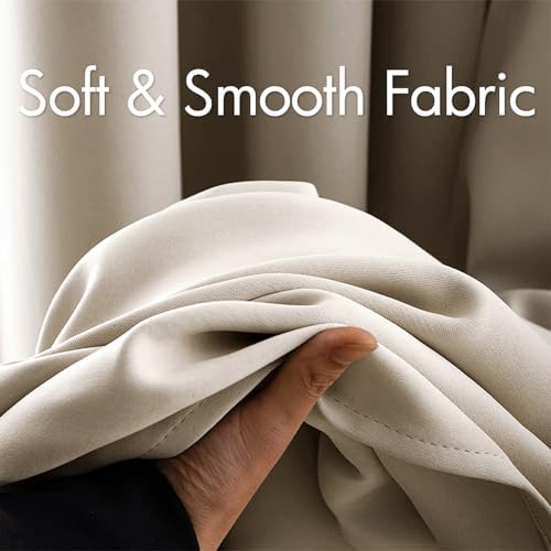 MIULEE Blackout Curtains 96 Inches Long for Bedroom Living Room Thermal Insulated Room Darkening Grommet Top Solid Light Blocking Drapery Set of 2 Window Panels Ivory