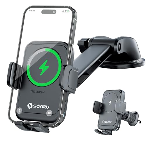 SONRU Car Phone Holder Wireless Charger, Qi 15W Wireless Car Char...