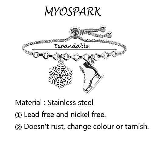 MYOSPARK Skater Gift Ice Skating Charm Bracelet Figure Skating Jewelry Skating Team Gifts Skate Lover Gift 6