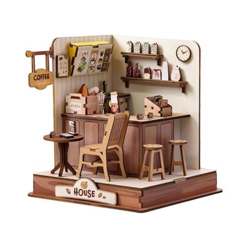 Kit de casa en Miniatura genérico – Artesanía de construcción 3D de Madera para café, Kits de construcción en Miniatura, para decoración de Oficina, de cumpleaños, celebración de mudanzas y